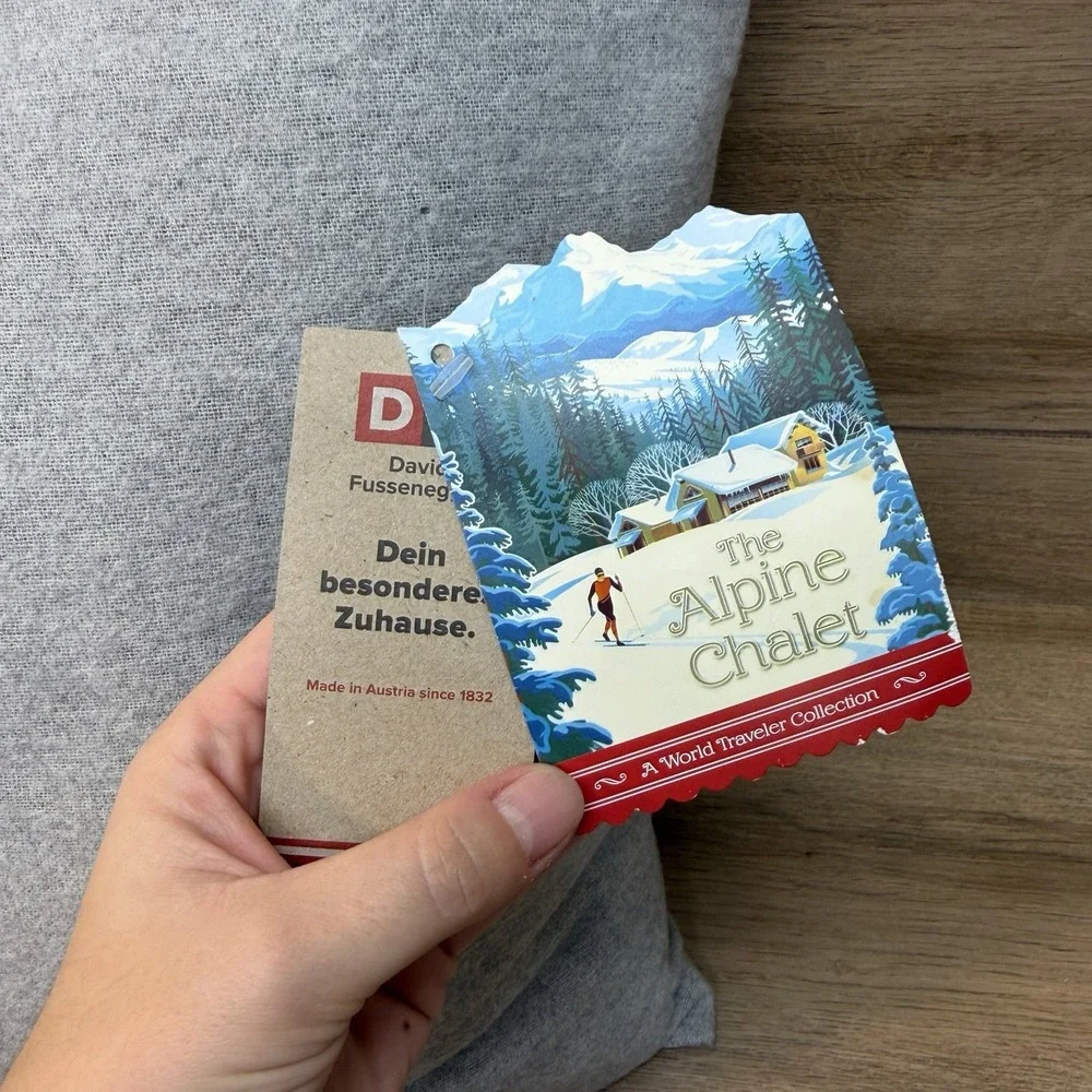 David Fussenegger Gray Soft Pillow Alpine Chalet Eat Sleep Ski Repeat Winter New